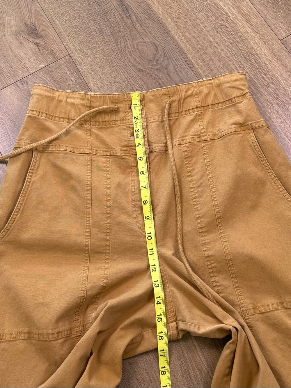 Anthropologie Maeve Utility Wide-Leg Trousers Drawstring Waist Tan Size Large - Picture 12 of 13